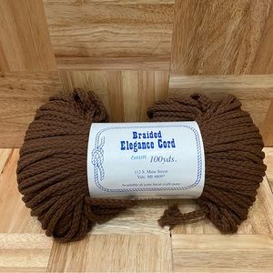 Vintage Braided Elegance Cord Dark Brown Macrame 6mm 100yds NEW (Old Stock)
